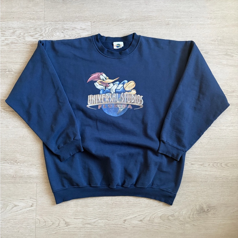 Vintage Universal Studios Florida Navy Blue Men's Crewneck Sweater
